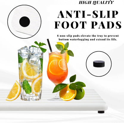 Skiennix Fast-Dry Diatomite Sink Tray Set - Ultra-Absorbent Soap Holder & Coaster | 8.3x4 Inches (White)