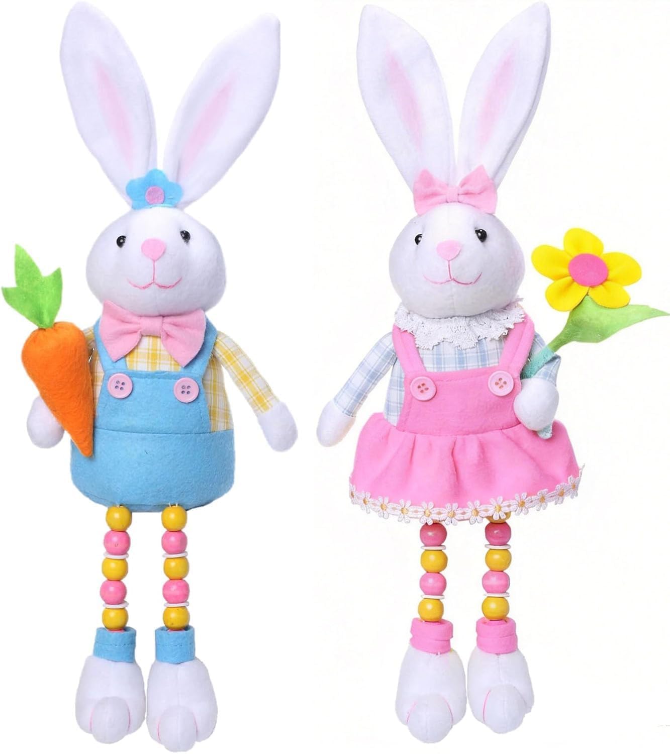 Skiennix Easter Bunny Plush Decorations - Cute Stuffed Rabbit for Easter Basket Stuffers | 2-Pack