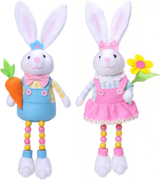 Skiennix Easter Bunny Plush Decorations - Cute Stuffed Rabbit for Easter Basket Stuffers | 2-Pack