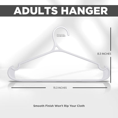 Utopia Home Plastic Hangers - 50 Pack Heavy Duty Non-Slip Hangers for Shirts & Pants | White
