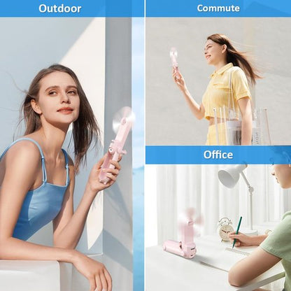 LifePlus Portable Fan Handheld Fan Personal Fan USB Rechargeable Small Pocket Fan Speed Adjustable Flashlight, for Travel/Summer/Concerts/Lash