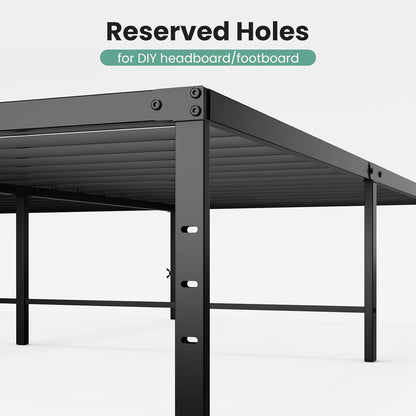 Sweetcrispy 18-Inch Platform Bed Frame - Heavy Duty Metal Foundation with Noise-Free Steel Slats | Underbed Storage, No Box Spring Needed