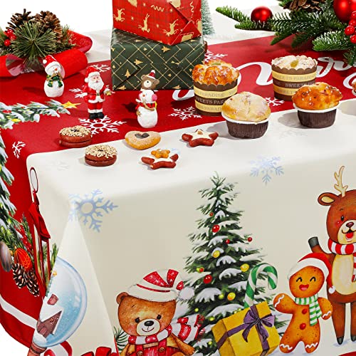 Christmas Tablecloth 52 x 70 Inch Rectangular Snowman Gnome Holiday Decor