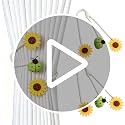 Sunflower Curtain Tiebacks with Ladybug Accent - 2 Pack, No Drill, Yellow