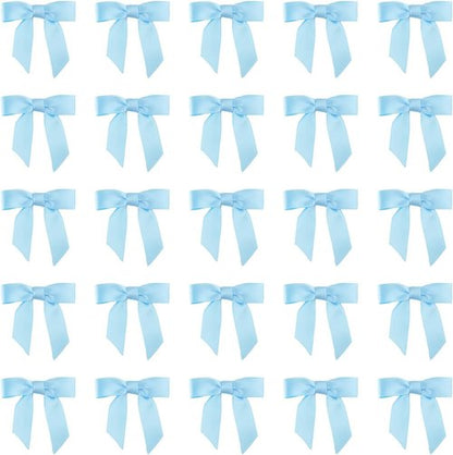 7Rainbows 50pcs Light Blue Satin Ribbon Mini Bows - Perfect for Crafting, Sewing & Gift Wrapping