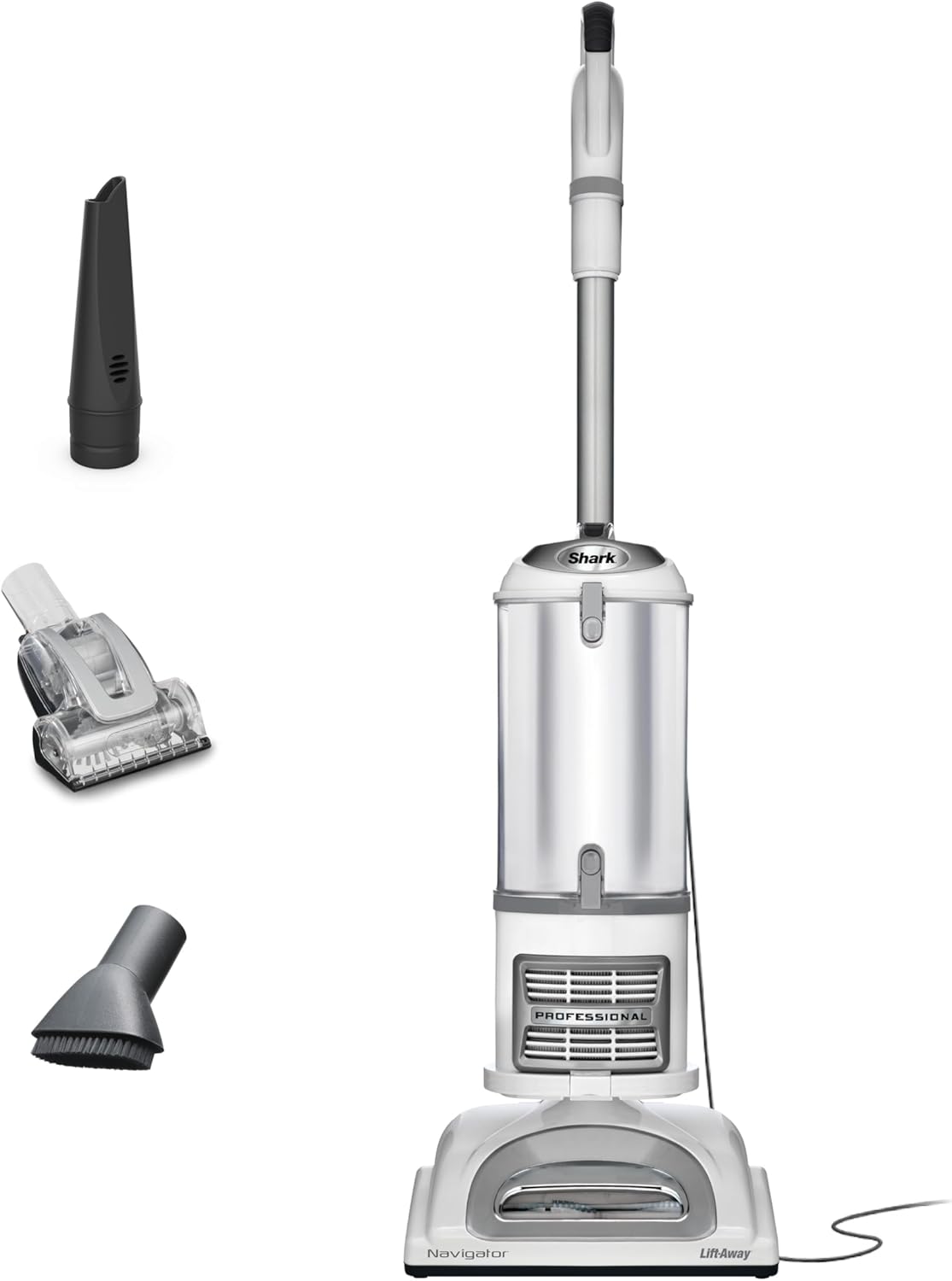 Shark Navigator Lift-Away Upright Vacuum Cleaner - Pet Hair HEPA Filter, Swivel Steering | White/Silver | NV356E