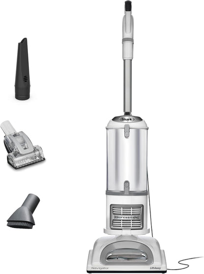Shark Navigator Lift-Away Upright Vacuum Cleaner - Pet Hair HEPA Filter, Swivel Steering | White/Silver | NV356E