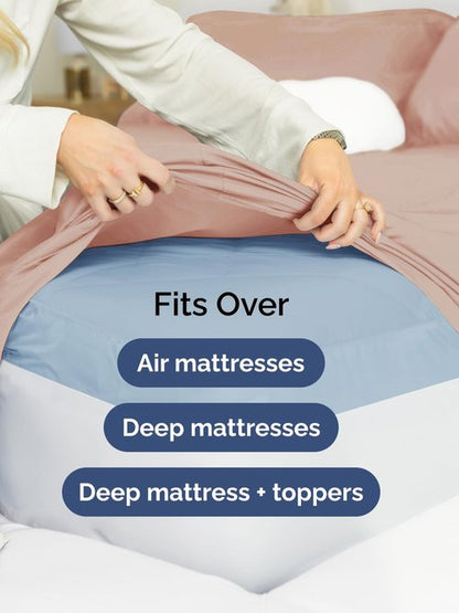 Extra Deep Full Fitted Sheet - Hotel Luxury Single Fitted Sheet Only - Easily Fits 18 inch to 24 inch Mattress - Ultra Soft, Wrinkle Free w/Extra Deep Pockets - Easy-Care, Breathable & Comfy - Mauve