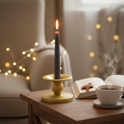 Table Gold Candle Holders - Set of 2 | Reversible Metal Stands for Pillar & Taper Candles | Elegant Home Décor for Weddings & Special Occasions