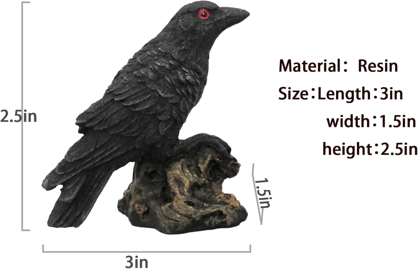 Skiennix 2PCS Resin Crow Raven Statues - Black Bird Halloween Decor | Realistic Model
