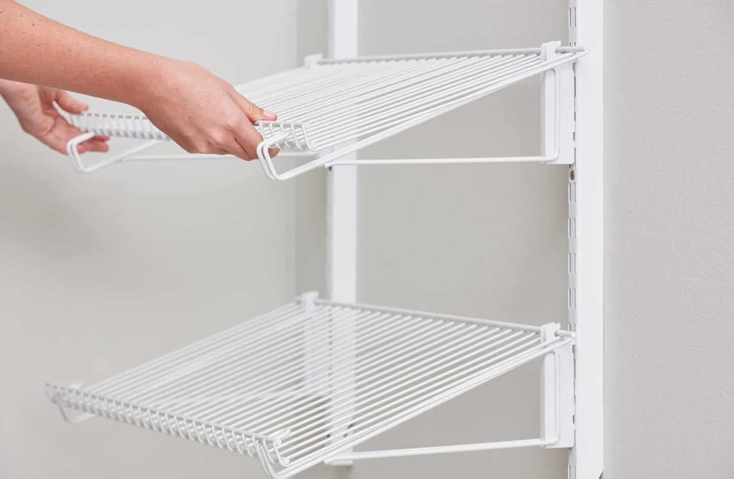 Rubbermaid Customizable Wall Mount Shoe Shelf - White | Ideal for Home Organization & Closet Storage