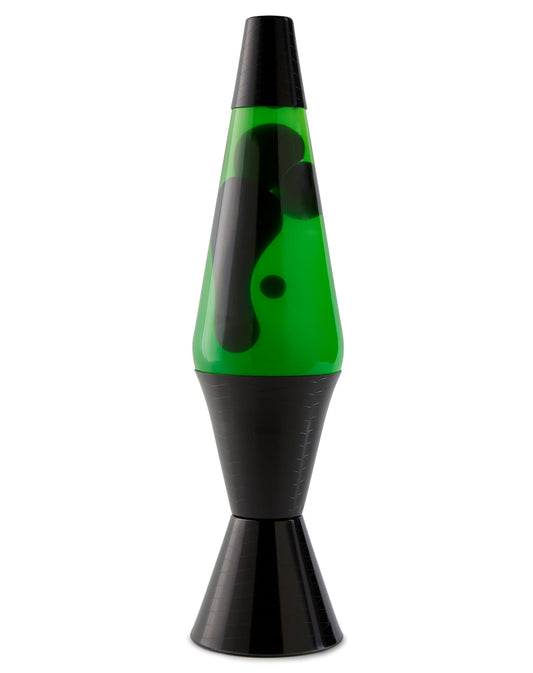 Spencer Gifts Lava® Lamp - 17" Diamond Debossing - The Original Motion Lamp - Black Wax and Green Liquid with Black, Diamond-Textured Base Exclusive