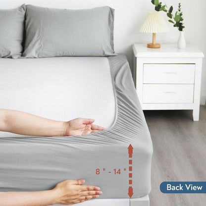 Magik & Kover Twin Mattress Protector - Waterproof Fitted Cover 2 Pack | Machine Washable, Grey