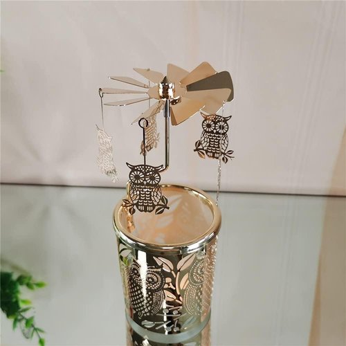 Kingnero Candle Holder - Spinning Windmill Tea Light Holder for Home Decor | Golden Owl Design