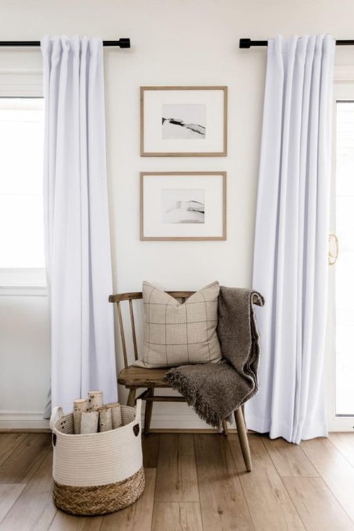 100% Blackout Shield Linen Blackout Curtains for Bedroom 84 Inches Long, Back Tab/Rod Pocket Living Room Drapes, Thermal Insulated Blackout Curtains 2 Panels Set, 50" W x 84" L, Bright White