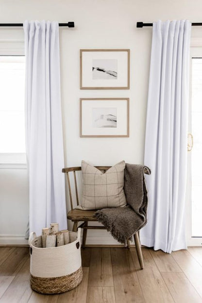 100% Blackout Shield Linen Blackout Curtains for Bedroom 84 Inches Long, Back Tab/Rod Pocket Living Room Drapes, Thermal Insulated Blackout Curtains 2 Panels Set, 50" W x 84" L, Bright White
