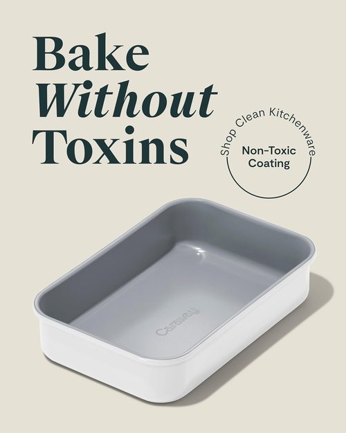 Caraway Nonstick Baking Pan Duo | 9” x 6.5” Deep Ceramic Bakeware - Non-Toxic, PTFE & PFOA Free - White