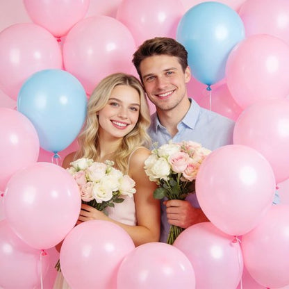 Light Pink Balloons by [Brand Name] - 12 Inch Latex Balloons for Birthday Party & Baby Shower | 110pcs with Ribbons