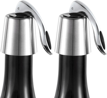Stainless Steel Bottle Sealer & Wine Topper – Premium Wine Lover Gifts, Wine Gifts for Women and Men – Airtight Champagne Stopper for Sparkling Wine – Wine Essentials Gifts