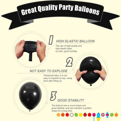 Matte Black Balloons by [Brand Name] - 102-Piece Latex Balloon Arch Kit for Graduation, Halloween, & Birthday Parties