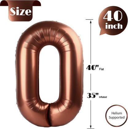 Number Balloons 40 Inch - Dark Brown 0 Balloon for Birthday Celebrations | Perfect for Parties