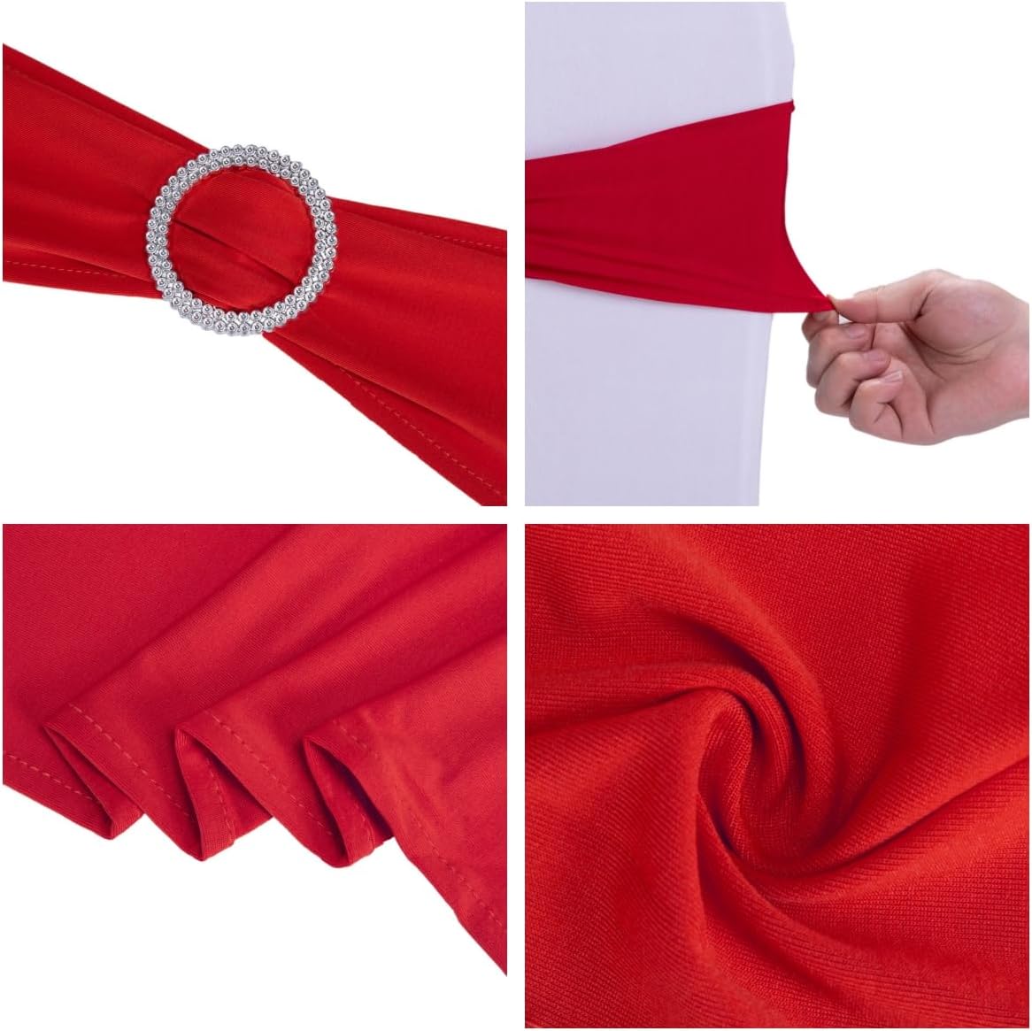 Red Chair Sashes by [Brand Name] - 10 Pack Stretch Spandex Elastic Chair Bows for Weddings & Events