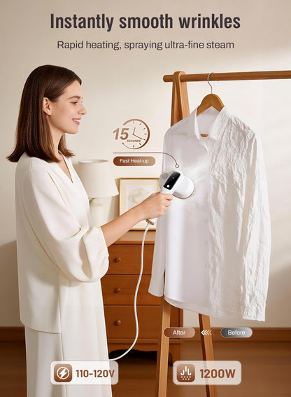 Skiennix Travel Steamer - 2-in-1 Handheld Garment Steamer & Iron | 1200W Fast Heat-Up, 5 Steam Modes, Self-Cleaning