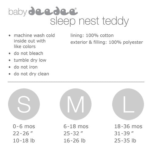 baby deedee Sleep Nest Teddy Baby Sleeping Bag, Gray Bubble Gum, Small (0-6 Month) (168)