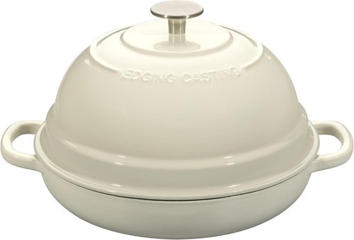 EDGING CASTING Enameled Cast Iron Dutch Oven - 6 Quart Round Pot for Perfect Sourdough Baking | White