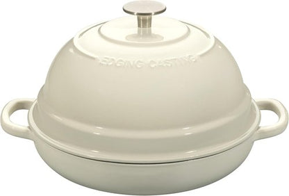 EDGING CASTING Enameled Cast Iron Dutch Oven - 6 Quart Round Pot for Perfect Sourdough Baking | White