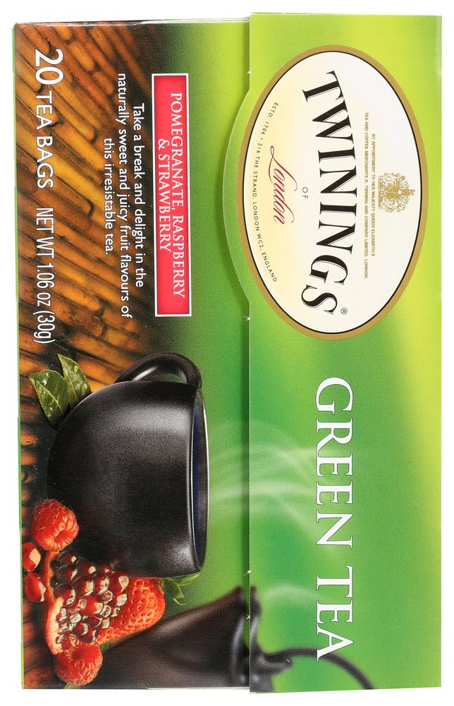 Twinings Green, Pomegranate, Raspberry, and Strawberry Bagged Tea, 80 Count (Pack of 4)