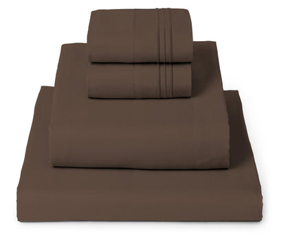 Mellanni Full Sheets Set - 4 PC Iconic Collection Bedding - Hotel Luxury, Extra Soft, Cooling Bed Sheets - Wrinkle, Fade, Stain Resistant (Full, Brown)