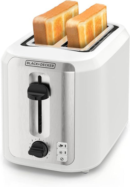 BLACK+DECKER 2-Slice Toaster - Extra-Wide Slots, 7 Shade Settings & Removable Crumb Tray | Off-White