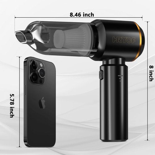 HRYCF Handheld Vacuum,Car Vacuum Cleaner,4-in-1 20000PA High Power Portable Rechargeable Vacuum Cleaner with Brushless Motor, Small Handheld Vacuum & Air Blower & Pump-Black