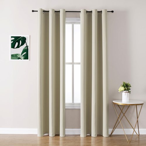ChrisDowa Blackout Curtains 72 inches Long for Bedroom - 2 Panels Set Grommet Thermal Insulated Room Darkening Curtains for Living Room (Beige, 42 x 72 Inch)