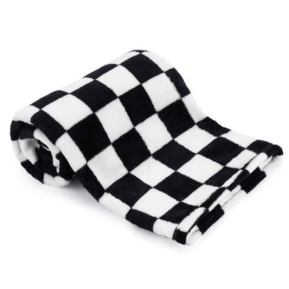 GreatBba Plush Checkered Baby Blanket for Boys Girls Nursery, 30"*40" Warm Short Fleece Blanket Neutral for Infant Newborn, Small Fuzzy for Sleeping, Chenille Baby for Stroller (Black&White)