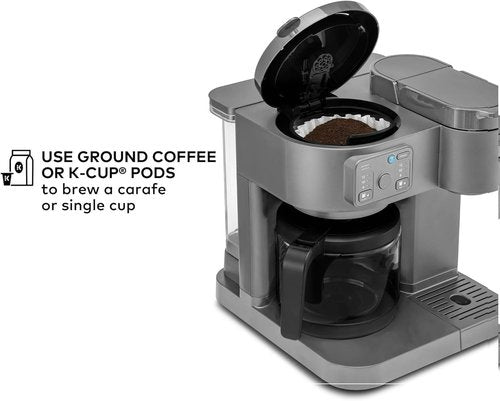 K-Duo Essentials Coffee Maker - Versatile Hot & Iced Drinks | 72 oz Reservoir, Gray Finish
