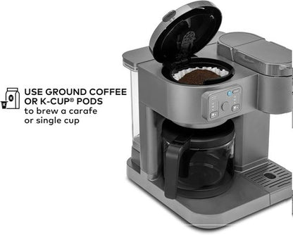 K-Duo Essentials Coffee Maker - Versatile Hot & Iced Drinks | 72 oz Reservoir, Gray Finish