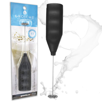 GROSCHE - EZ Latte Milk Frother Wand & Matcha Whisk Milk Frother Handheld Drink Mixer Handheld Milk Frother Wand Cream Frother - Coffee Froher - Battery Operated Frother (2x - AA Batteries)