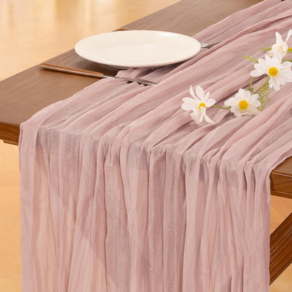 Socomi Pink Table Runner - 14FT Boho Rustic Cheesecloth for Spring Easter Wedding & Baby Shower Decor