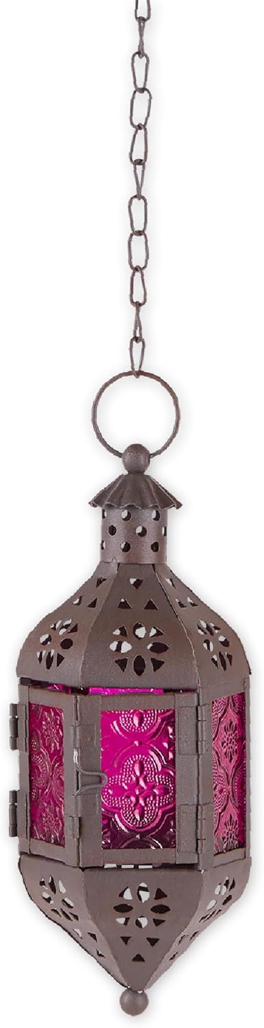 Zings & Thingz Cutout Moroccan Hanging Lantern - Elegant Black Design for Unique Home Decor