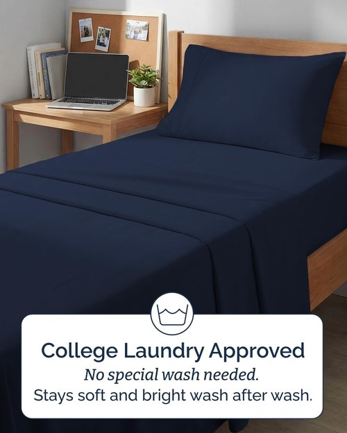Comfy Twin XL Size 3-Piece Sheet Set by Hotel Luxury | Breathable, Cooling, Soft & Wrinkle-Free - Navy Blue