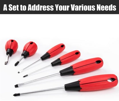 KURUI Magnetic Screwdriver Set - 6-Piece Tool Set with Cushion Grip | 3 Phillips & 3 Flat Head