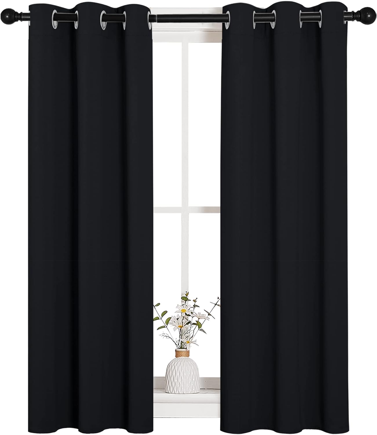 NICETOWN Blackout Curtains - Thermal Insulated Drapery Panels, 2-Pack, 29" Wide x 40" Long, Solid Black