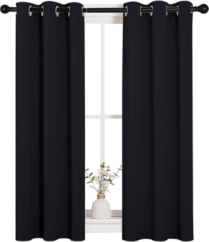 NICETOWN Blackout Curtains - Thermal Insulated Drapery Panels, 2-Pack, 29" Wide x 40" Long, Solid Black