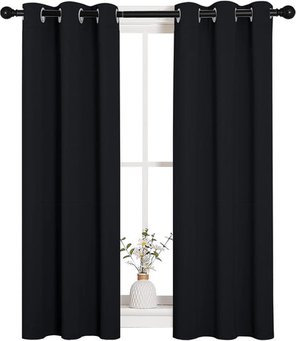 NICETOWN Blackout Curtains - Thermal Insulated Drapery Panels for Living Room | 2 Panels, 29" x 45", Black