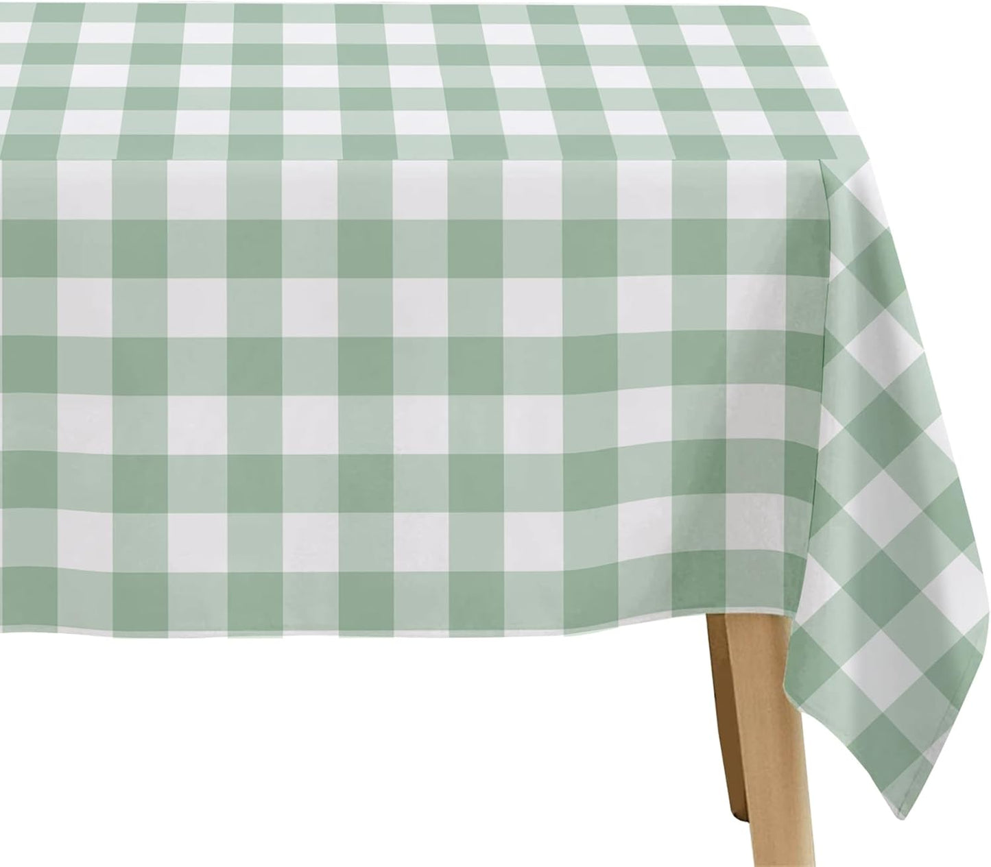 Sage Green Gingham Tablecloths - 3 Pack Disposable Plaid Party Supplies | 55in x 86in for Events