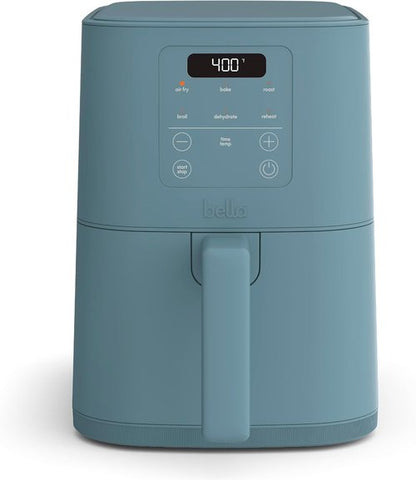 Bella 4Qt Slim Air Fryer - Compact Kitchenware with Adjustable Temp & 6 Cooking Presets | Surf Color