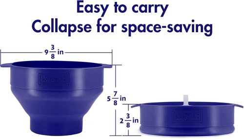 Korcci Microwaveable Silicone Popcorn Popper - Collapsible, No Oil Needed, Dishwasher Safe | Blue