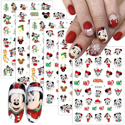 Christmas Nail Art Stickers 4 Sheets Cute 3D Self-Adhesive Decals for DIY Manicure